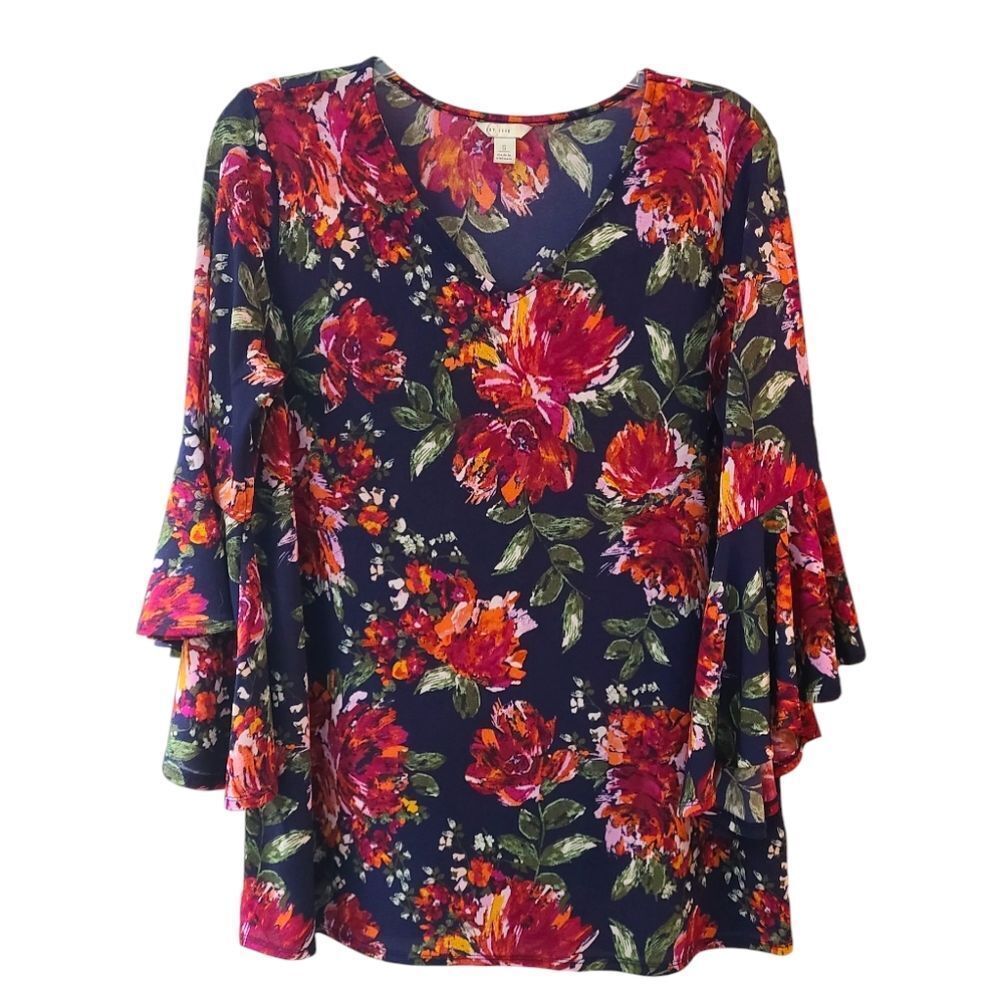Floral Boho Cottagecore Floral Stretch Cato Bell Sleeve Blouse